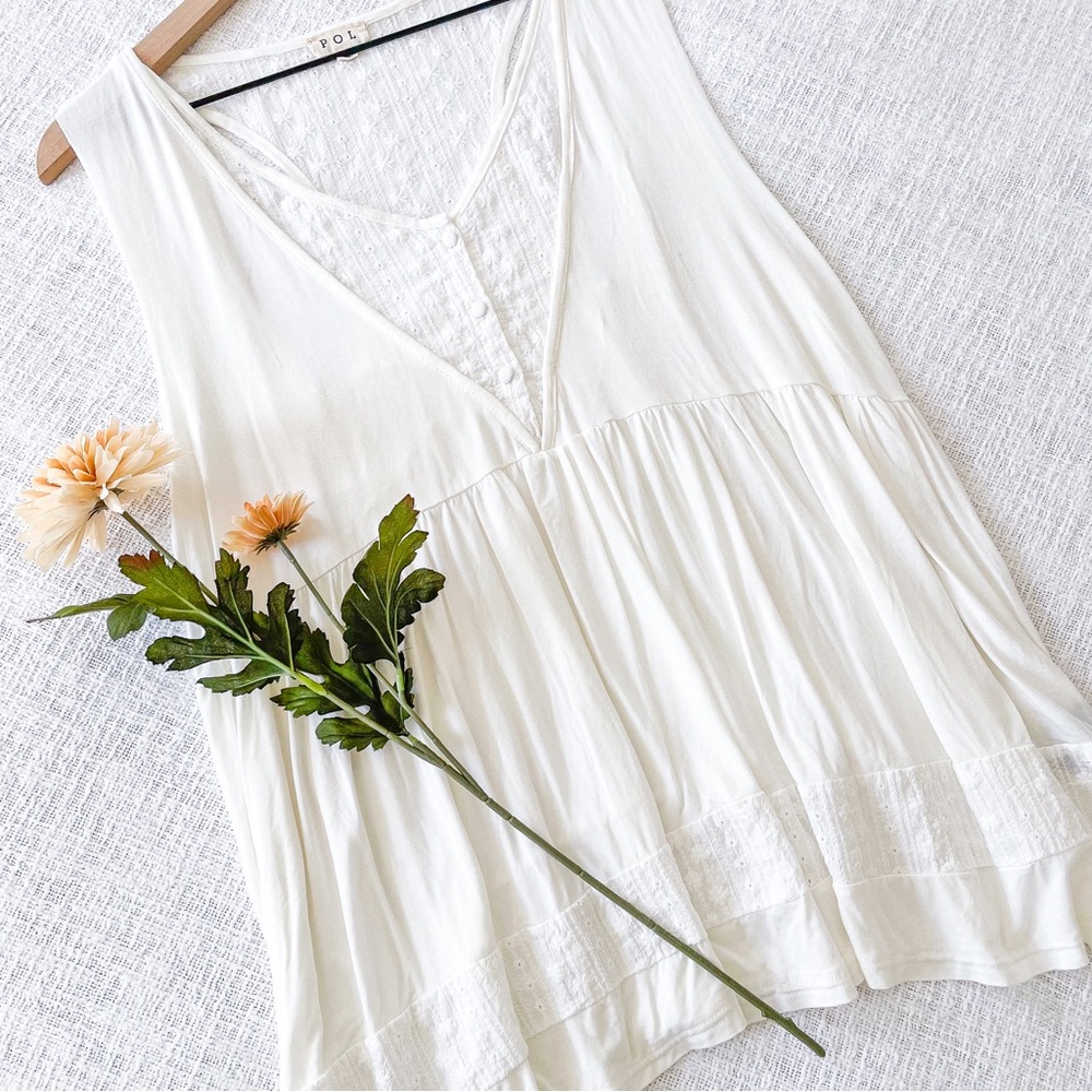 POL embroidered sleeveless top.